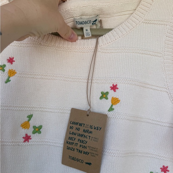 Toad & Co NWT Embroidered Cream Sleeveless Top - Picture 4 of 5